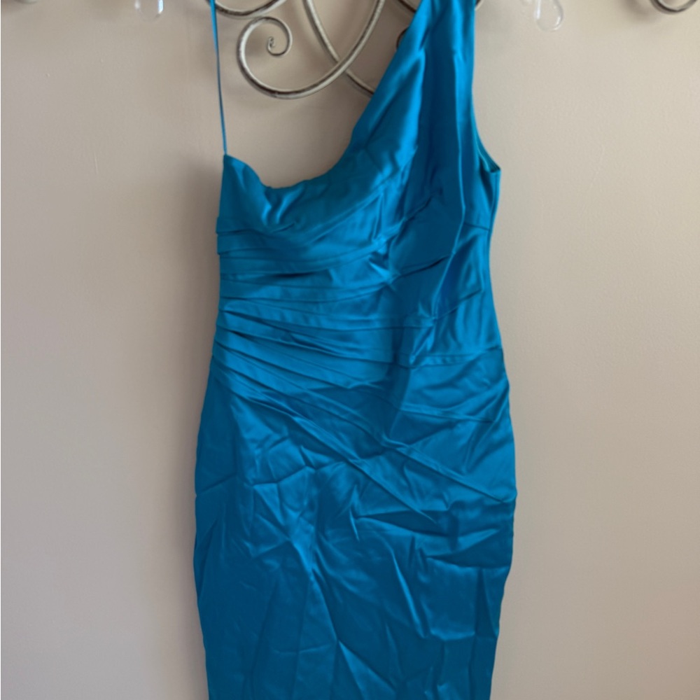 Cache Vibrant Blue One-Shoulder Dress